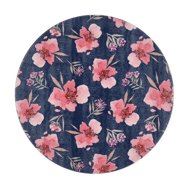 Dark Pink Watercolor Pattern Cutting Board (Front)