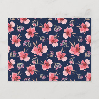 Dark Pink Watercolor Pattern Holiday Postcard