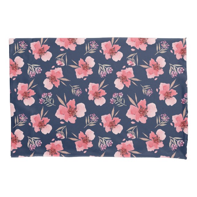 Dark Pink Watercolor Pattern Pillow Case (Front-Left)