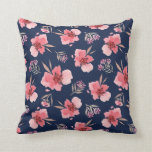 Dark Pink Watercolor Pattern Throw Pillow