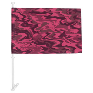 Dark Pink Wavy Liquid Pattern Car Flag