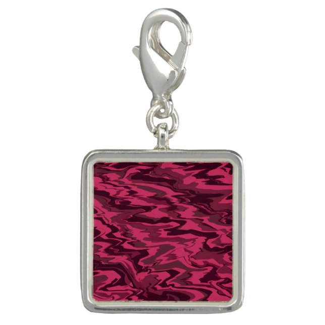 Dark Pink Wavy Liquid Pattern Charm (Front)