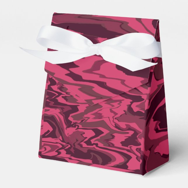 Dark Pink Wavy Liquid Pattern Favor Boxes (Front Side)