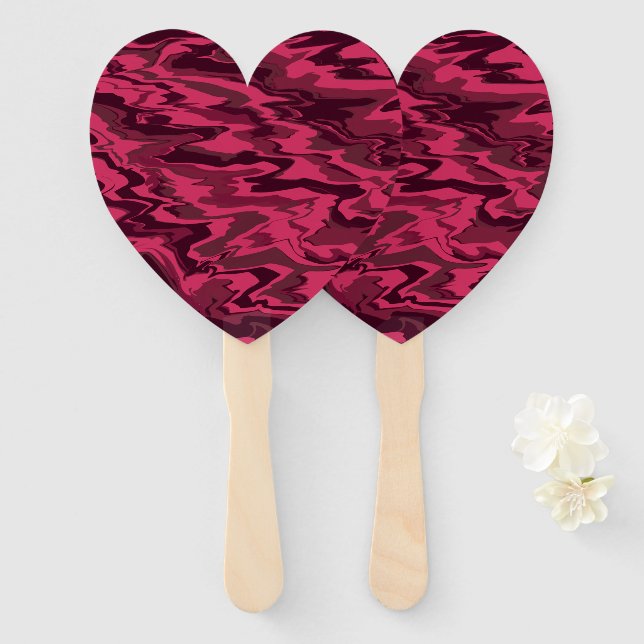 Dark Pink Wavy Liquid Pattern Hand Fan (Front and Back)