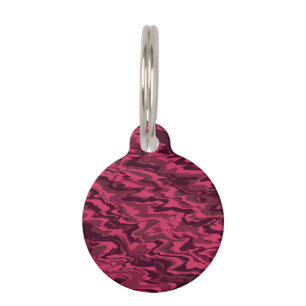 Dark Pink Wavy Liquid Pattern Pet ID Tag