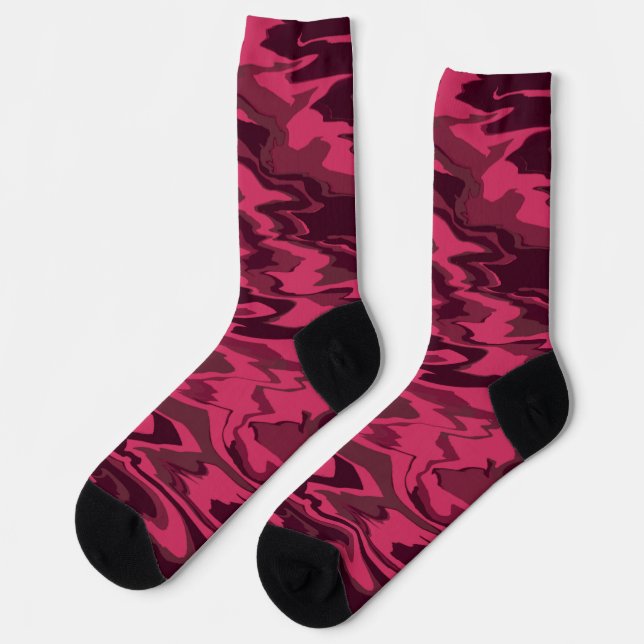 Dark Pink Wavy Liquid Pattern Socks (Left)