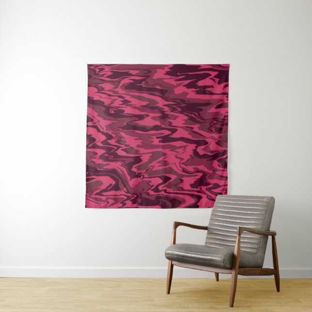 Dark Pink Wavy Liquid Pattern Tapestry (In Situ)