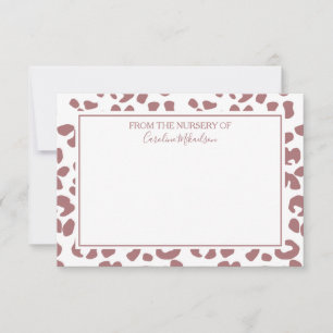 Dark Pink White Personalized Leopard Print Thank You Card