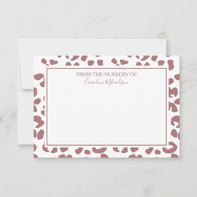 Dark Pink White Personalized Leopard Print  Thank You Card (Front)