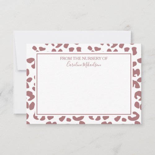 Dark Pink White Personalized Leopard Print  Thank You Card