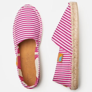 Dark Pink White Stripe Modern Espadrille