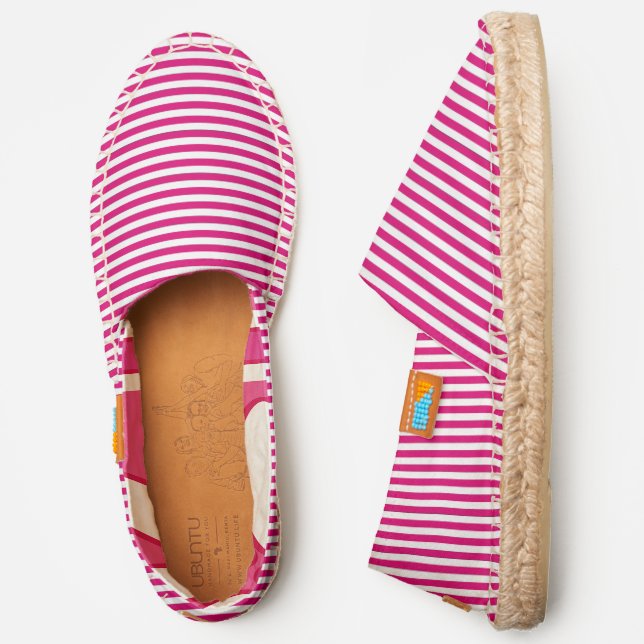 Dark Pink White Stripe Modern Espadrille (Side)