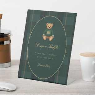Dark Plaid Lauren Inspired Baby Shower Pedestal Sign