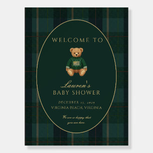 Dark Plaid Lauren Inspired Baby Shower Welcome Foam Board