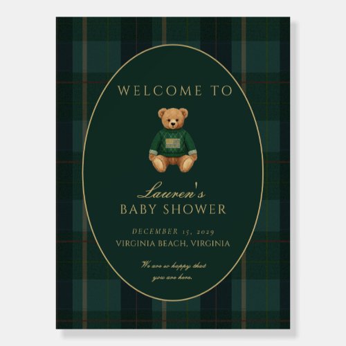 Dark Plaid Lauren Inspired Baby Shower Welcome 