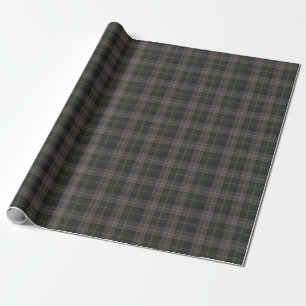Dark Plaid Pattern Forest Green Charcoal Wrapping Paper