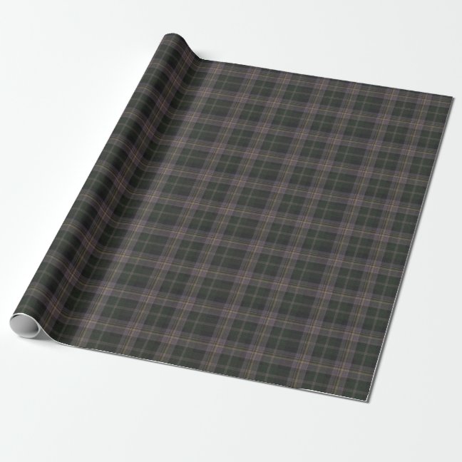 Dark Plaid Pattern Forest Green Charcoal Wrapping Paper