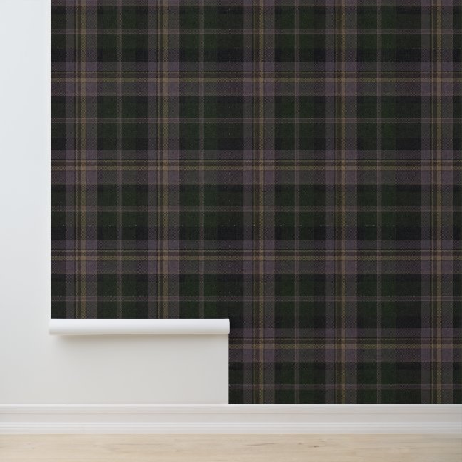 Dark Plaid Pattern in Forest Green and Charcoal Wallpaper