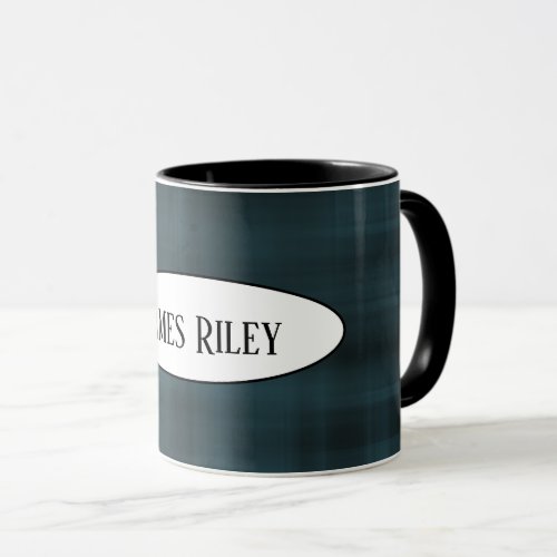 dark plaid pattern with name mug