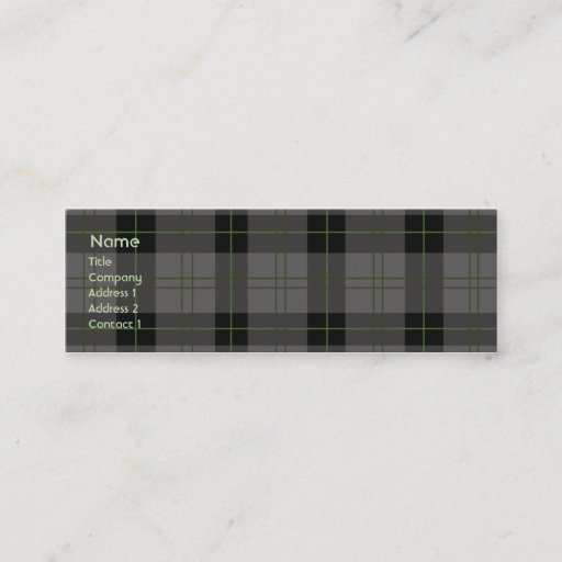 Customizable Dark Plaid - Skinny Business Card Template