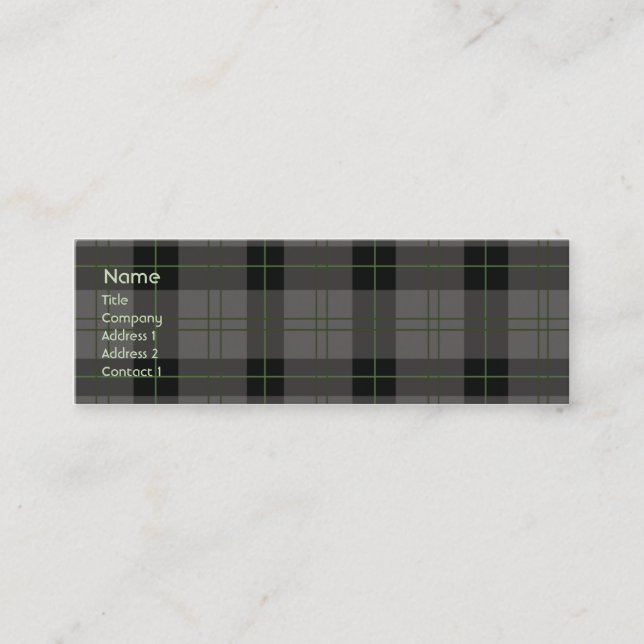 Dark Plaid - Skinny Mini Business Card (Front)