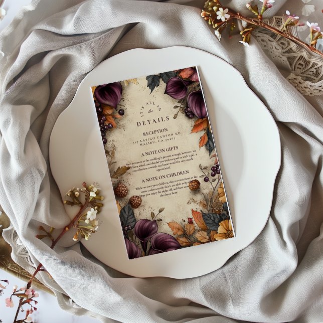 Dark Plum Autumn Floral Wedding Enclosure Card (Creator Uploaded)