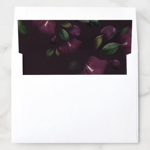 Dark Plum Floral  Envelope Liner