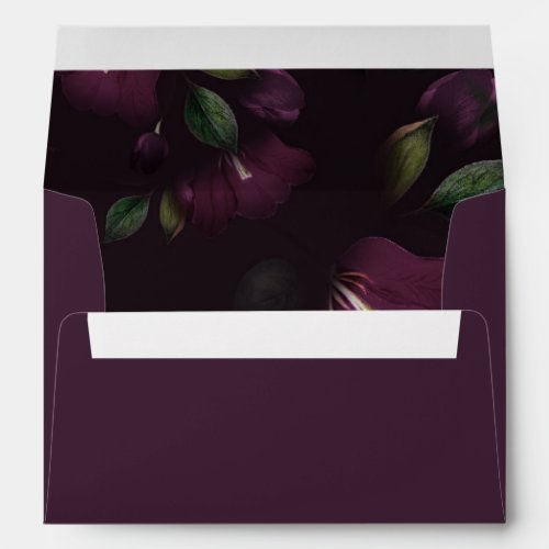 Dark Plum Floral  Pre_Printed Return Address Envelope