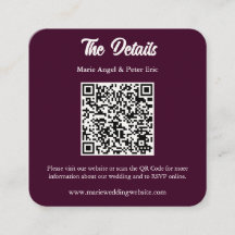 Dark Plum Monogram QR Code Wedding Details