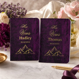 Dark Plum Mountain Gold Botanical Foil Vow Books