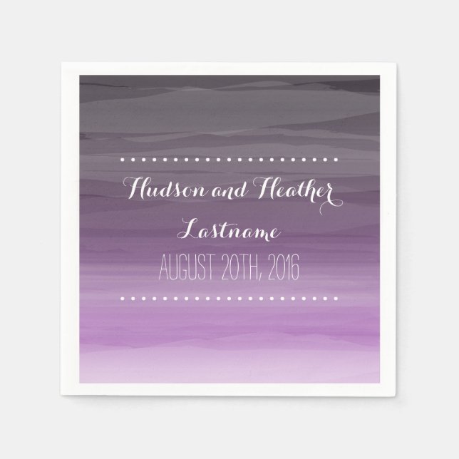 Dark Plum Ombre Wedding Napkins (Front)