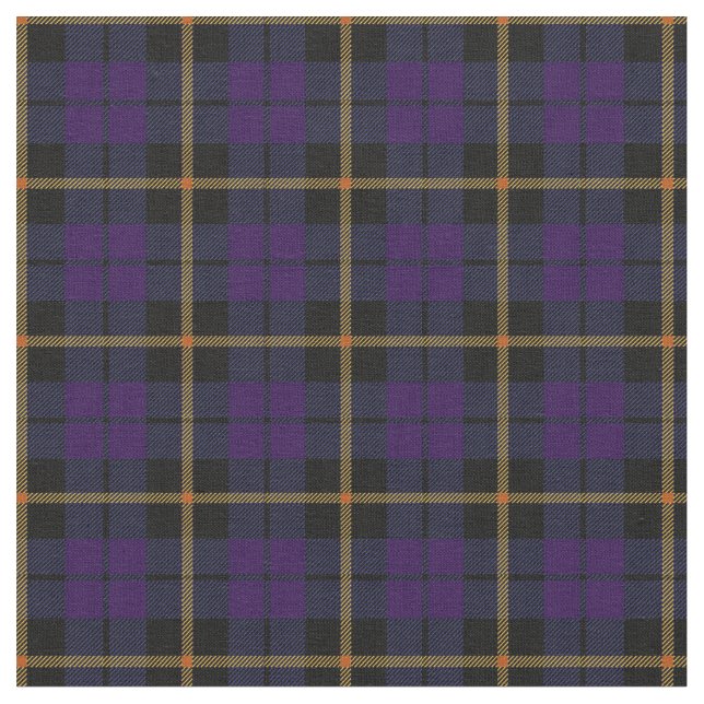 Dark plum purple black yellow stripe plaid print2 fabric (Close Up)