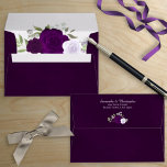 Dark Plum Purple Watercolor Floral Elegant Wedding Envelope<br><div class="desc">These beautiful envelopes are the perfect compliment to your wedding invitations. They feature a marbled plum purple color with a pre printed return address and hand painted watercolor roses in shades of dusty purple,  lavender,  plum,  and violet.</div>