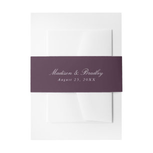 Dark Plum Purple   Wedding Invitation Belly Band