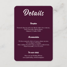 Dark Plum Reception Accommodations Info Insert
