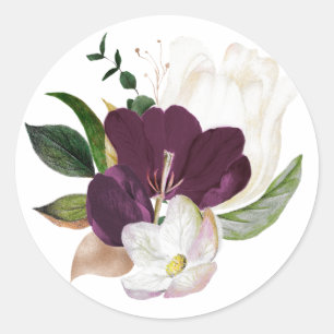 Dark Plum Velvet Floral Classic Round Sticker