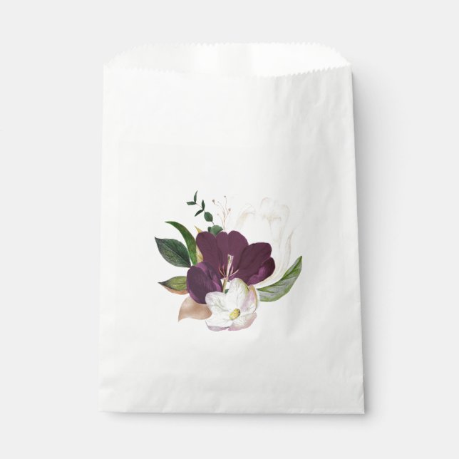 Dark Plum Velvet Floral Favor Bag