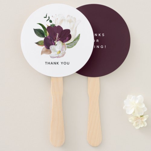 Dark Plum Velvet Floral Hand Fan