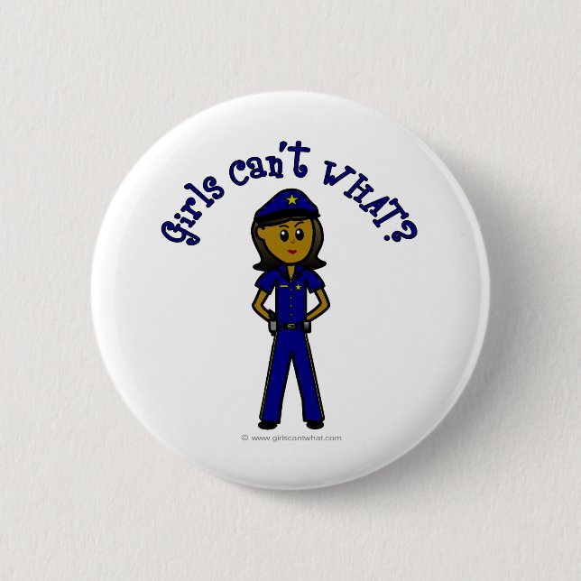 Dark Police Officer Girl Pinback Button (Front)
