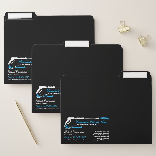 Dark Pressure Washing Black Power Wash Cleaner File Folder (Set)