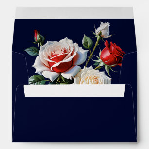 Dark Pretty pink white red roses floral wedding Envelope
