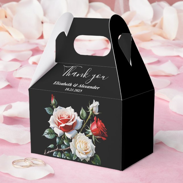 Dark Pretty pink white red roses floral wedding Favor Boxes (Wedding)