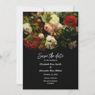 Dark Pretty pink white red roses floral wedding Save The Date