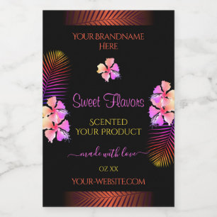 Dark Product Labels Exotic Rainbow Hawaii Flowers