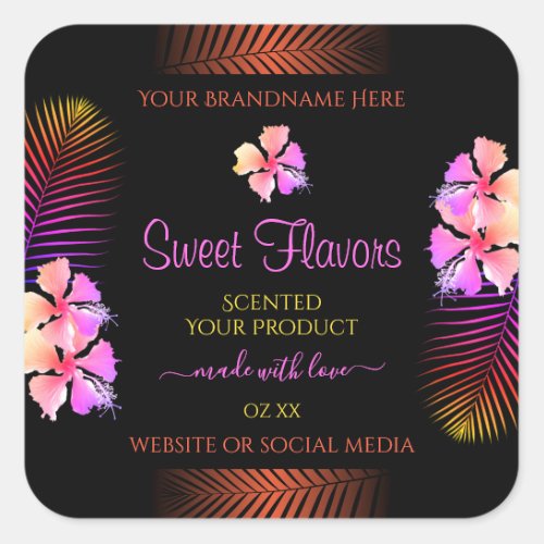 Dark Product Labels Exotic Rainbow Hawaii Flowers