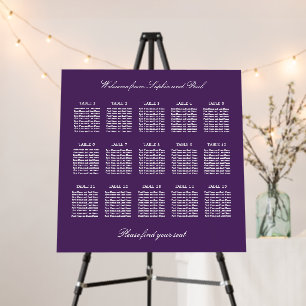 Dark Purple 15 Table Wedding Seating Chart Foam Board