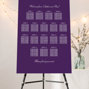 Dark Purple 17 Table Wedding Seating Chart Foam Board
