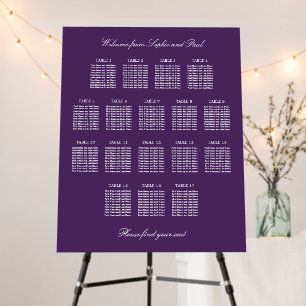Dark Purple 17 Table Wedding Seating Chart Foam Board