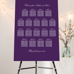 Dark Purple 18 Table Wedding Seating Chart Foam Board
