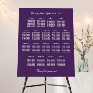 Dark Purple 18 Table Wedding Seating Chart Foam Board
